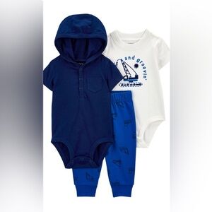 Carter’s Baby Boy 3 Piece Outfit Set Has 2 Shirts + 1 Pair of Joggers 12 Months